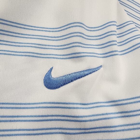 Nike Golf Shirt Mens XL White Blue Striped Active Tour Performance Polo Seaview - Picture 14 of 16